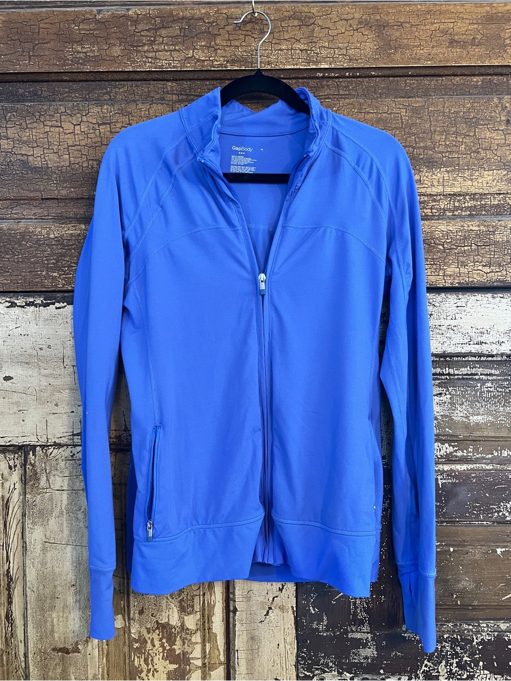 GapBody Blue Full Zip Athletic Jacket with Thumbholes Activewear Size Medium